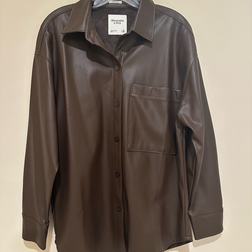 Abercrombie and Fitch faux leather shirt jacket. Size M